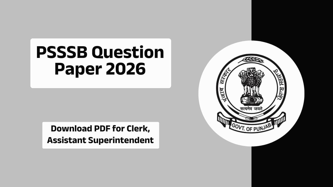 PSSSB Question Paper 2026